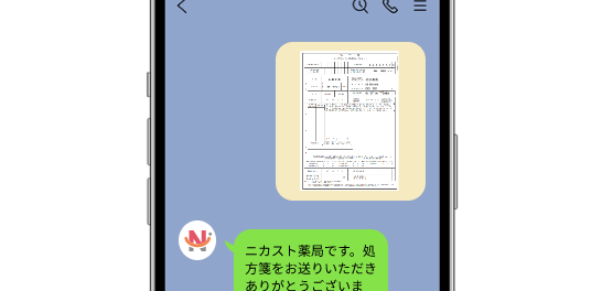 ニカ薬局です。処方箋をお送りいただきありがとうございます。